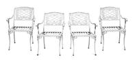 An Assembled Suite of White Painted Garden Furniture Height of table 29 x length 85 x depth 37 inches.