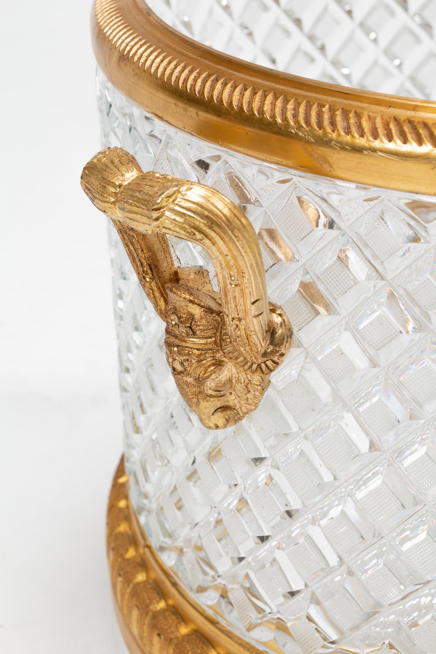 A Pair of Continental Gilt Bronze Mounted Cut Glass Jardinières