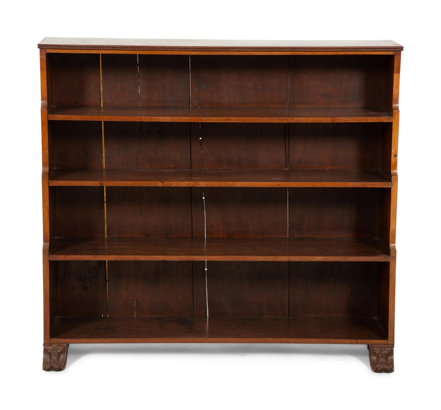 A Regency Style Walnut Waterfall Bookcase