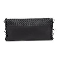 Bottega Veneta, Flat Long Clutch in Black Intrecciato Leather