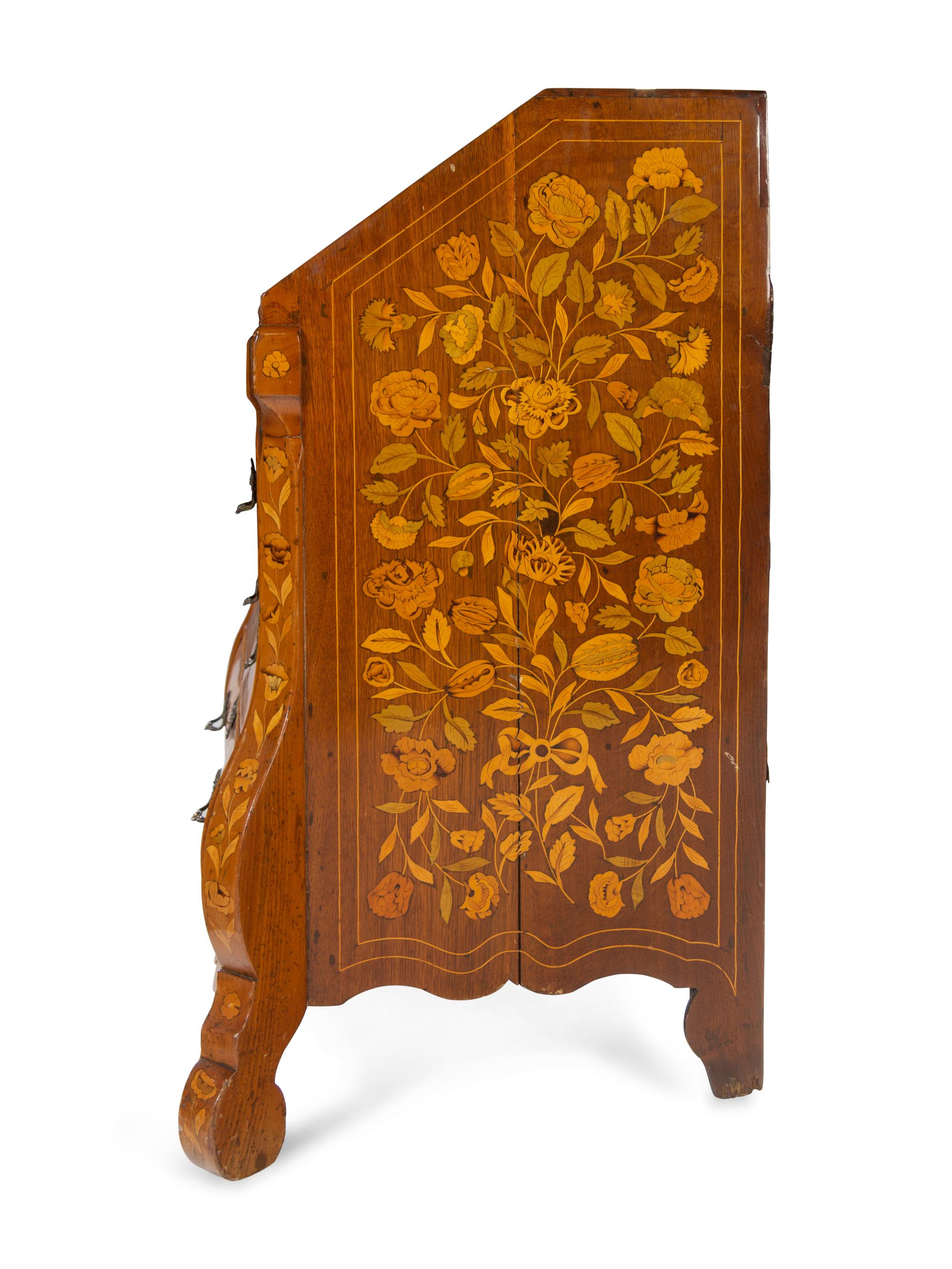 A Dutch Marquetry Slant-Front Desk