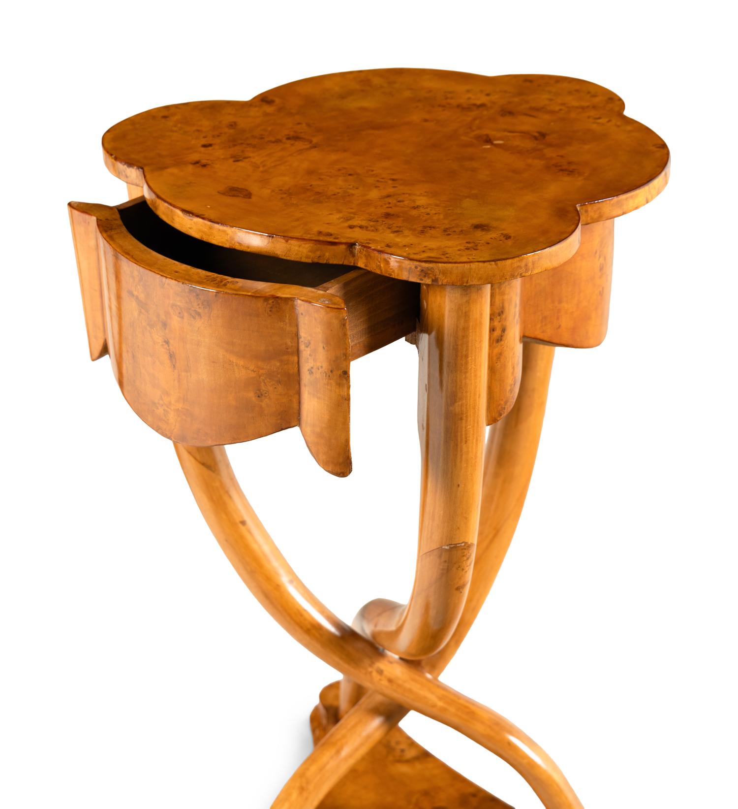 A Pair of Biedermeier Style Burlwood Side Tables