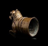 An Indian Cast Brass Lion-Form Palki Handle