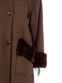 Revillon Brown Wool Coat with Brown Sheared Mink Trim, 2000-10s
