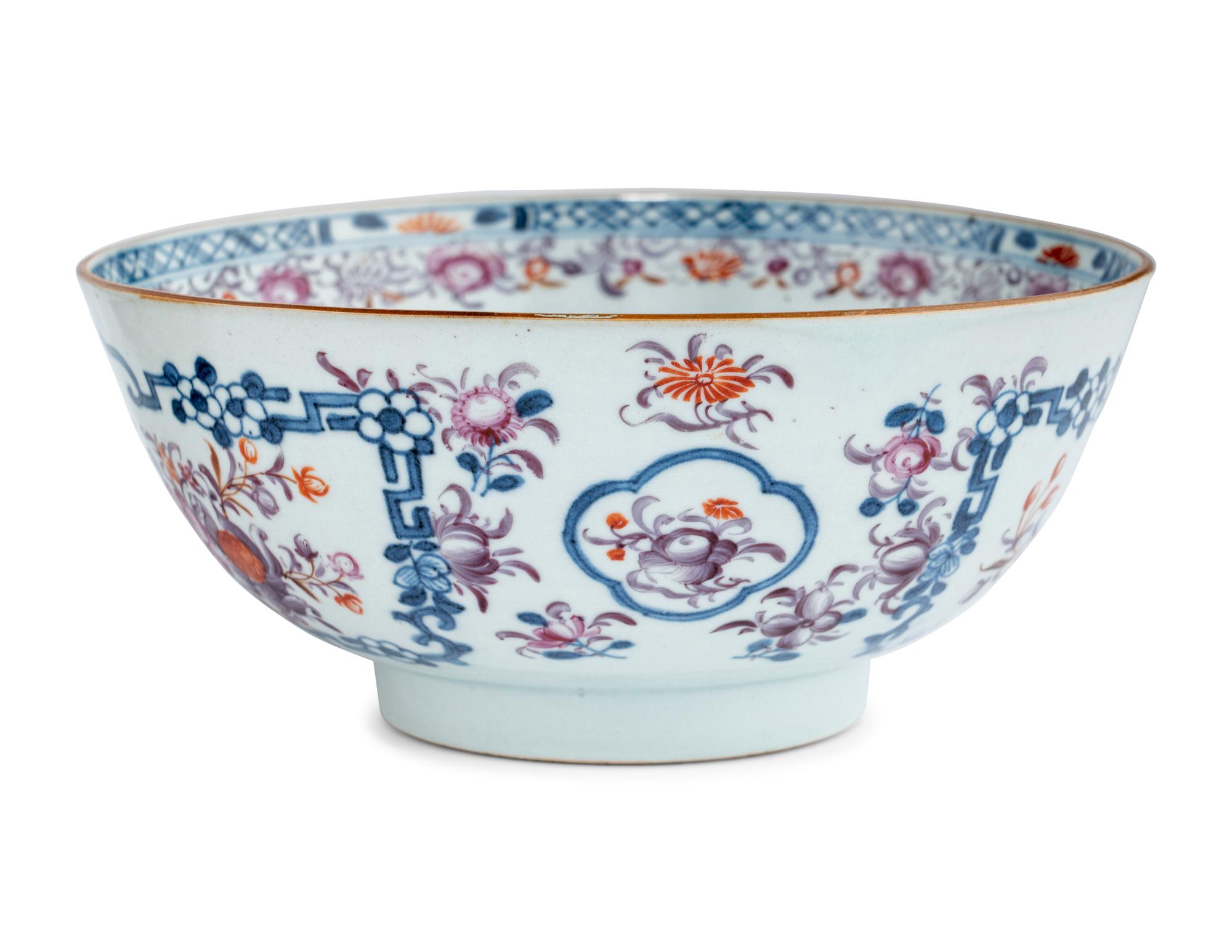 Three Chinese Export Famille Rose Porcelain Bowls