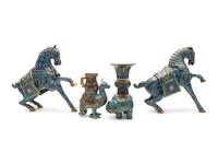 Four Chinese Cloisonné Enamel Animal Form Vessels