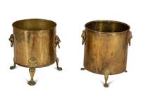 A Near Pair of English Brass Jardinières