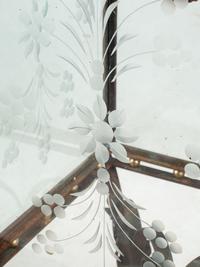 A Pair of Large Continental Wrought Iron and Etched Glass Lanterns