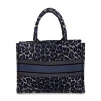 CHRISTIAN DIOR, NAVY LEOPARD MEDIUM BOOK TOTE