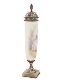 A Sèvres Style Porcelain and Champlevé Vase