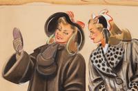 An Archive of Thirteen Conceptual Sketches for I.J. Fox , by James Montgomery Flagg and Russell Patterson, 1940s