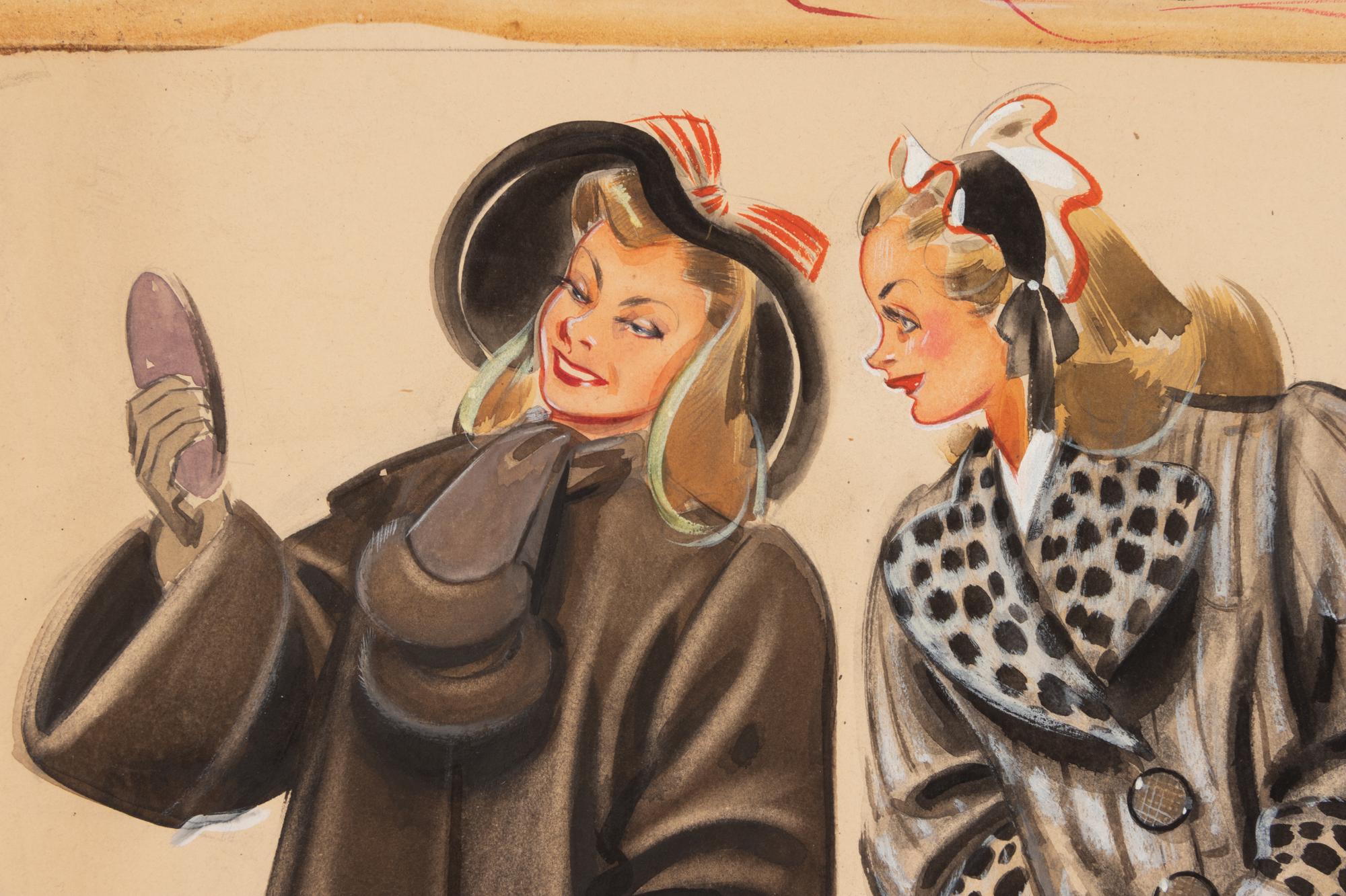An Archive of Thirteen Conceptual Sketches for I.J. Fox , by James Montgomery Flagg and Russell Patterson, 1940s