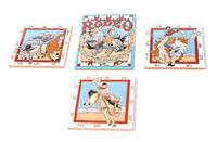 Group of Four Ceramic Rodeo Cowboy Tiles Largest 8 x 6 inches