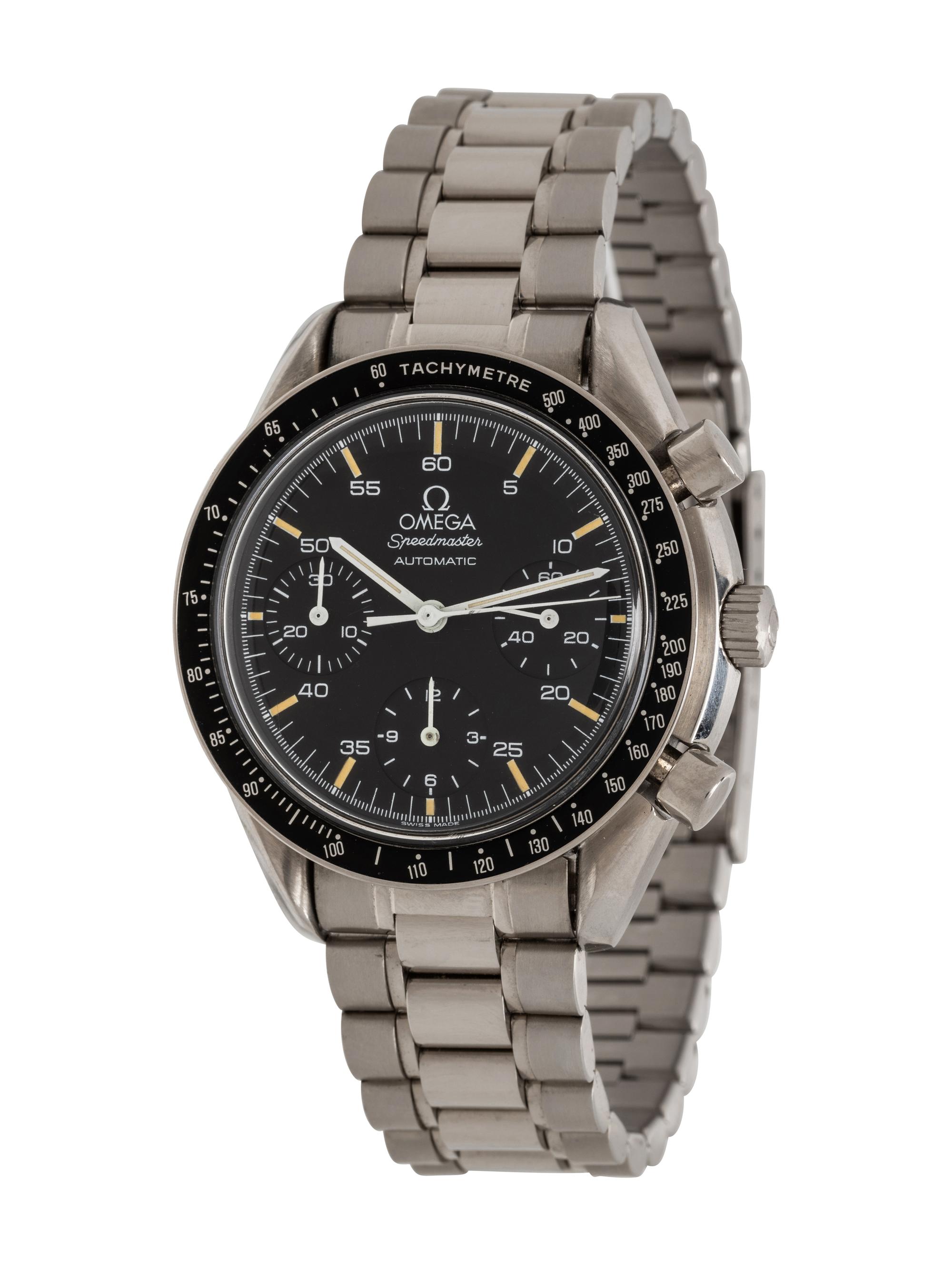 OMEGA, STAINLESS STEEL 'SPEEDMASTER REDUCED' WATCH WITH OMEGA BRACELET