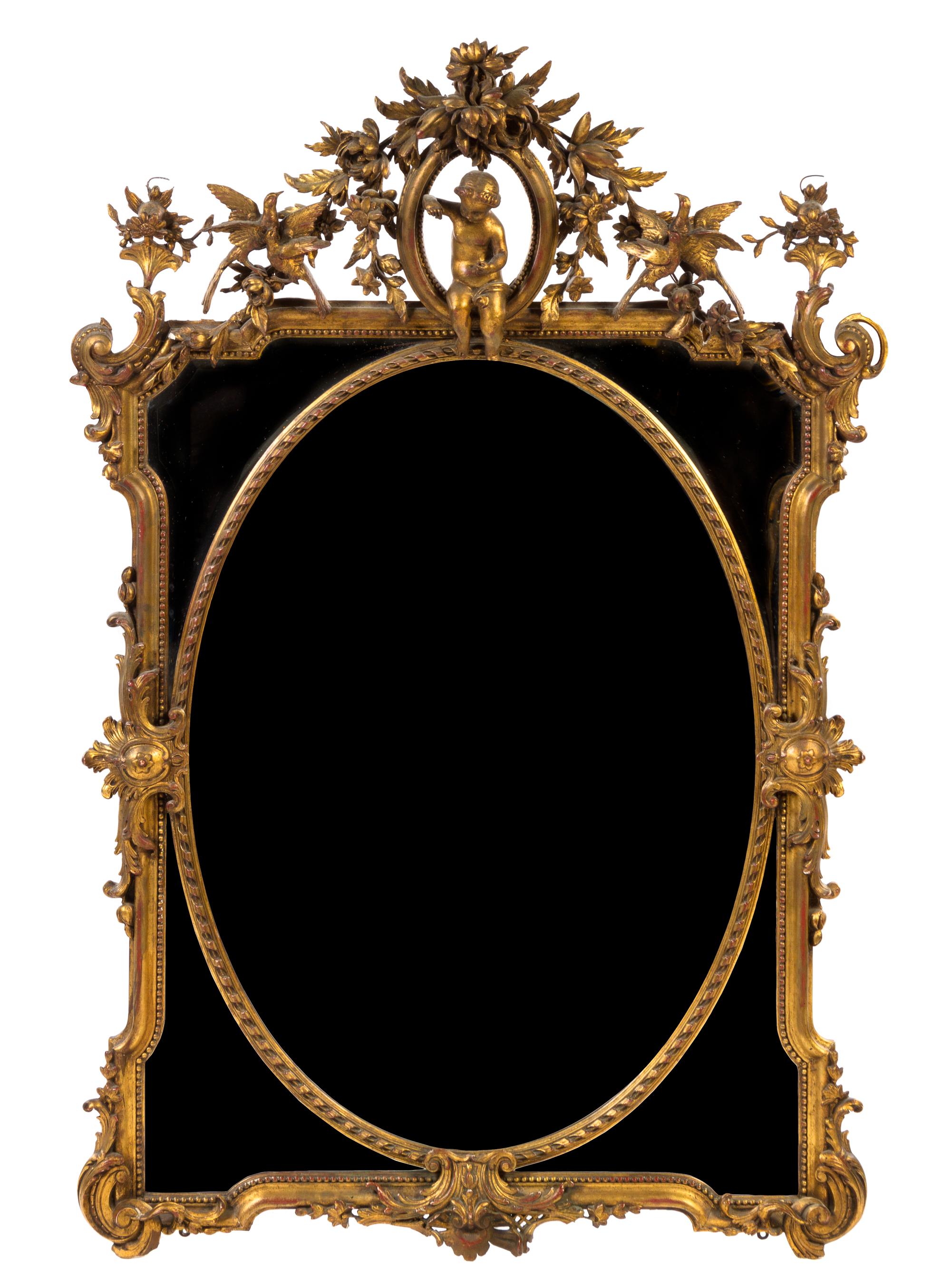A Louis XVI Style Giltwood Mirror Height 59 x width 48 1/2 inches. — 19TH CENTURY