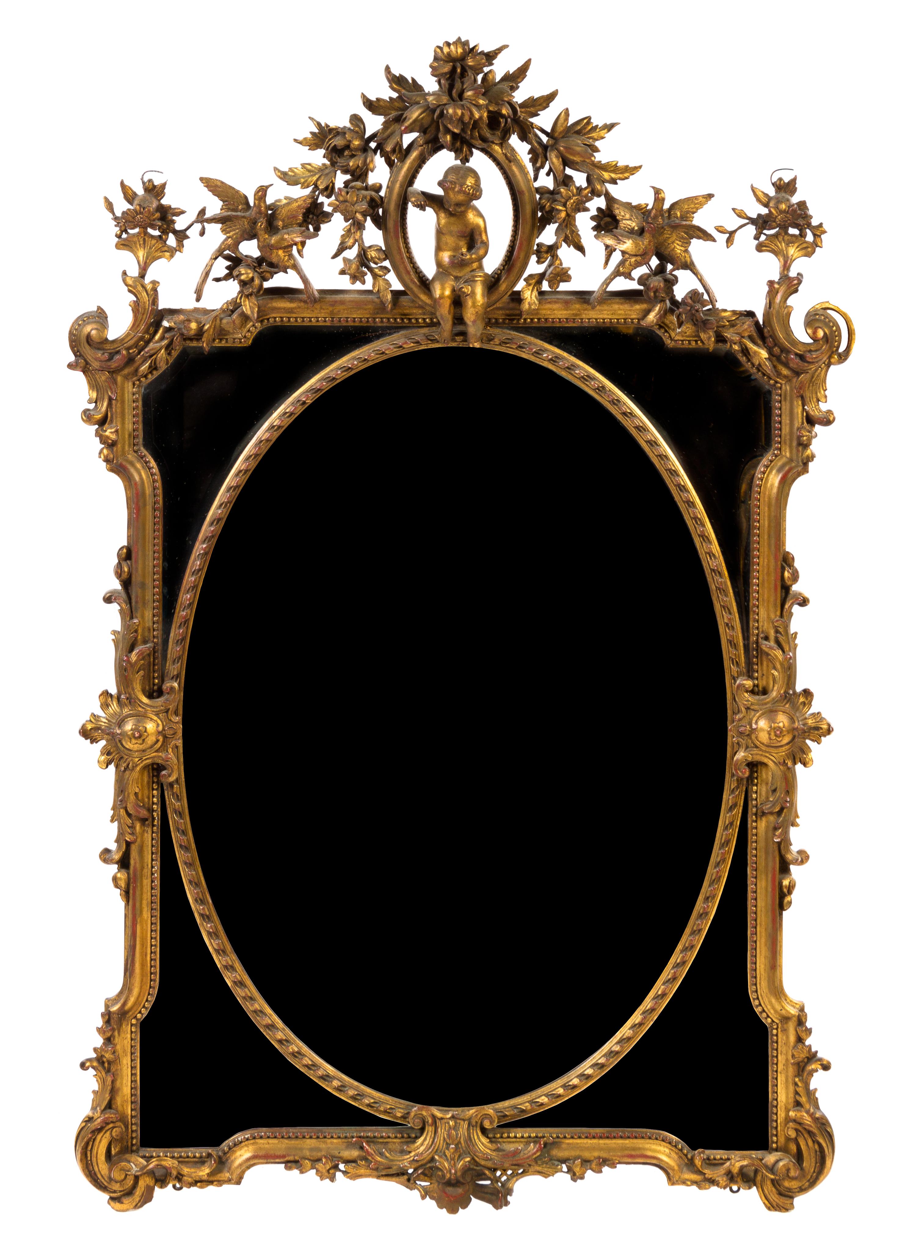 A Louis XVI Style Giltwood Mirror Height 59 x width 48 1/2 inches. — 19TH CENTURY