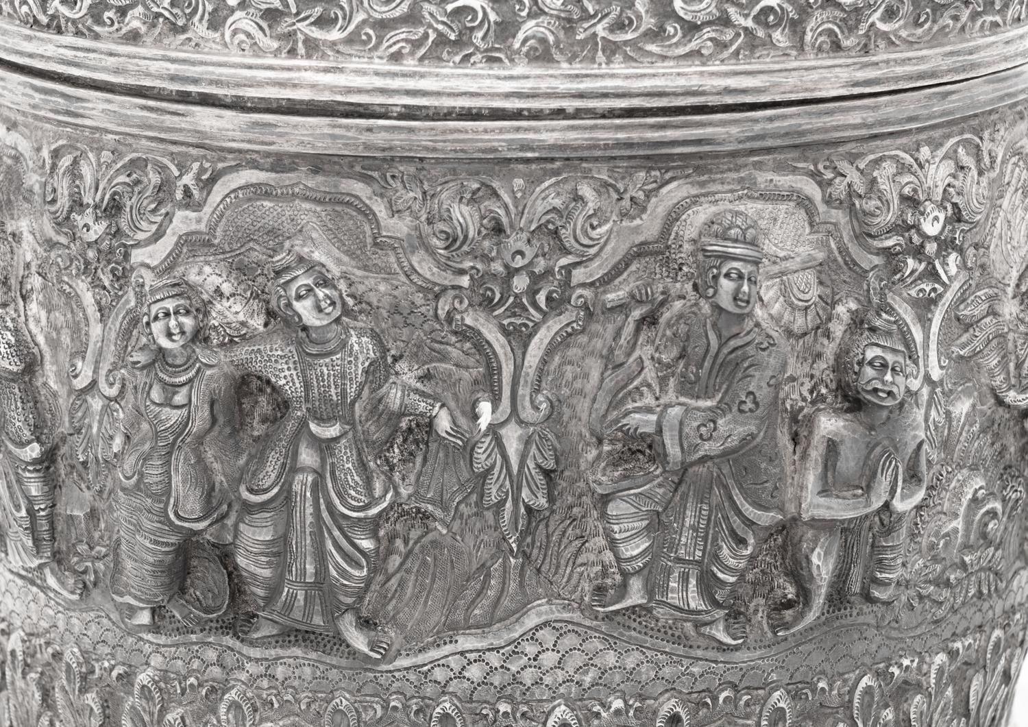 A Southeast Asian Silver Covered Jar on Stand