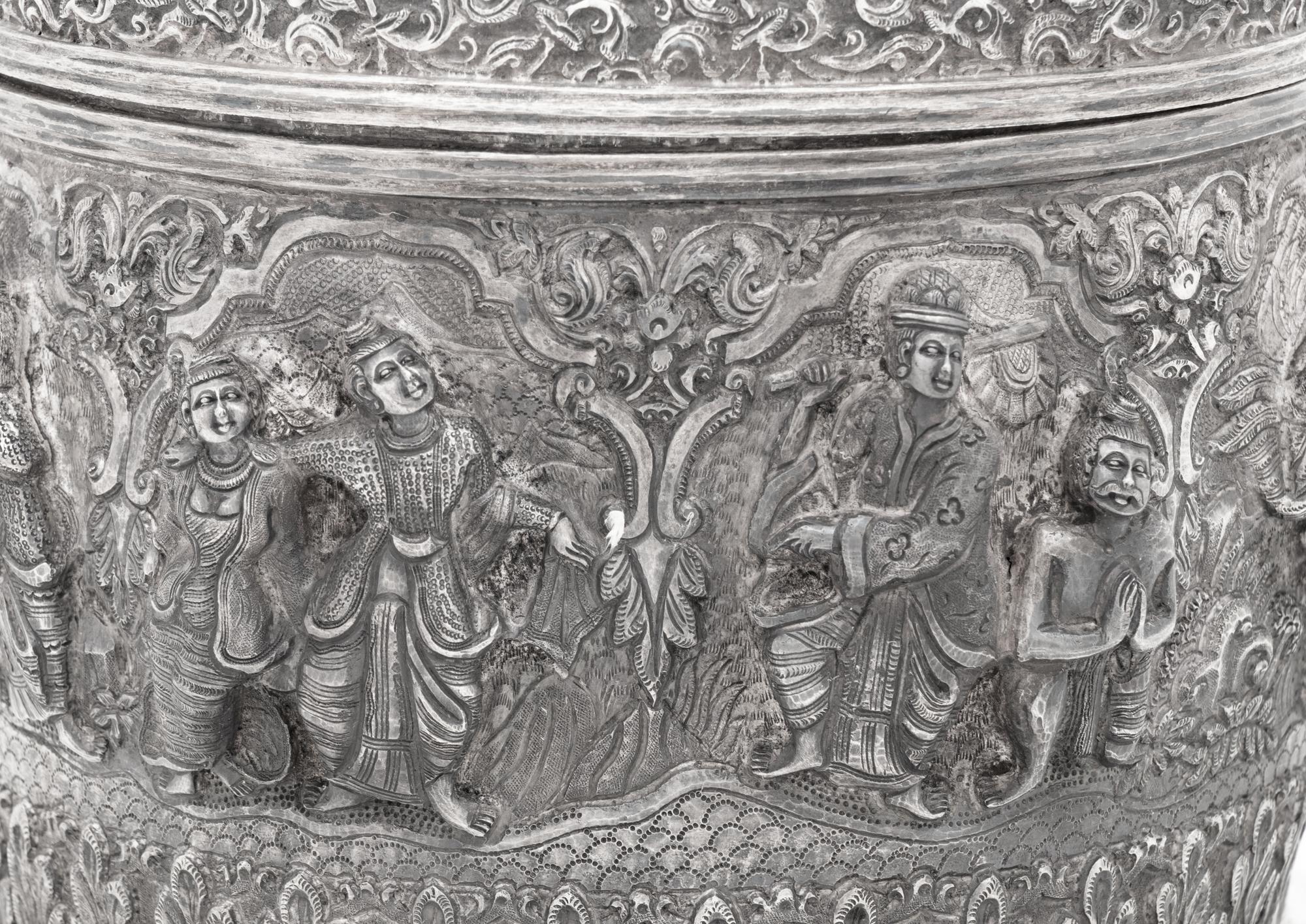 A Southeast Asian Silver Covered Jar on Stand