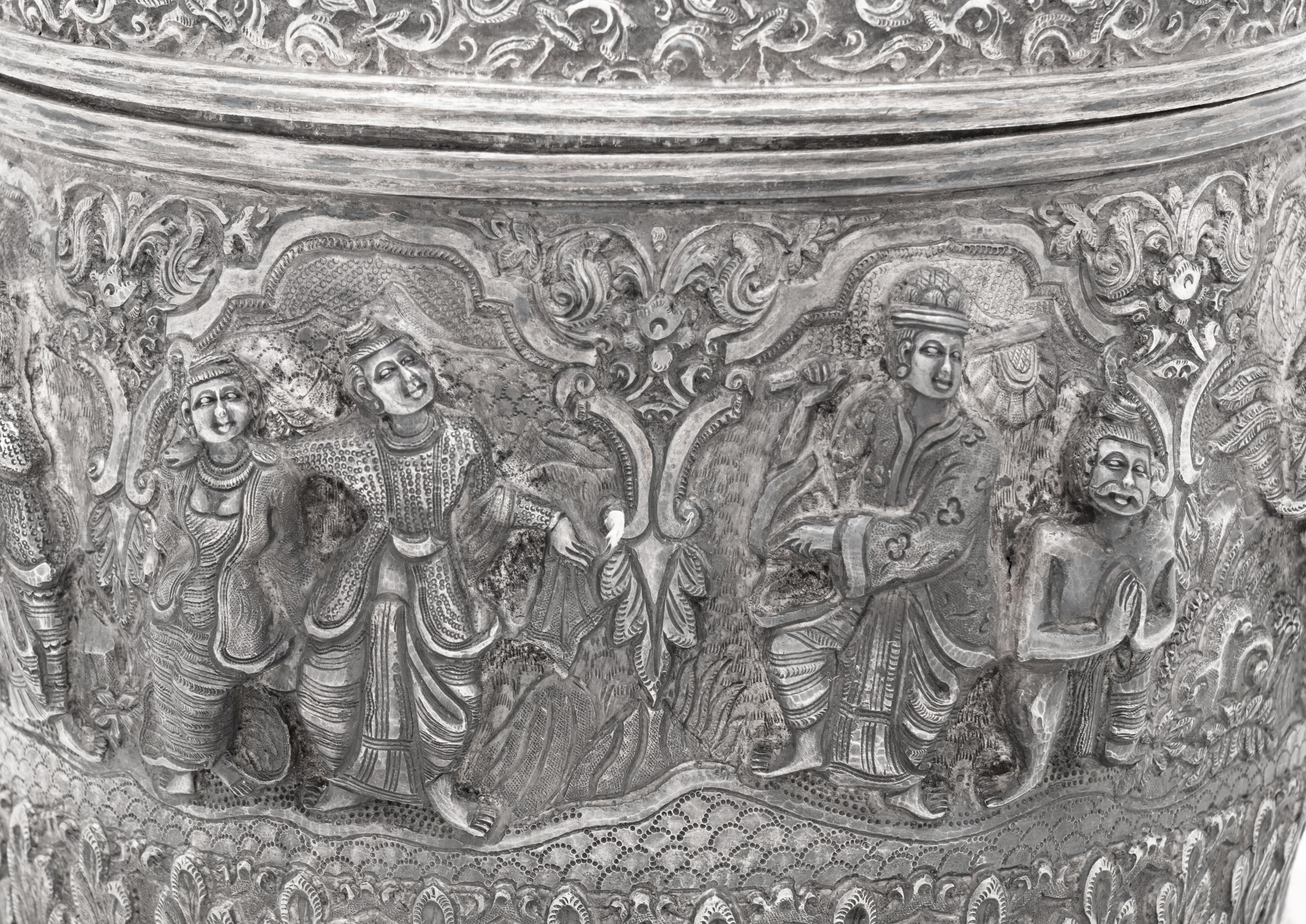 A Southeast Asian Silver Covered Jar on Stand