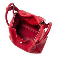 An Hermes Rouge Garance Taurillon Clemence Lindy 30 Handbag, 12" x 7.5" x 6.5".