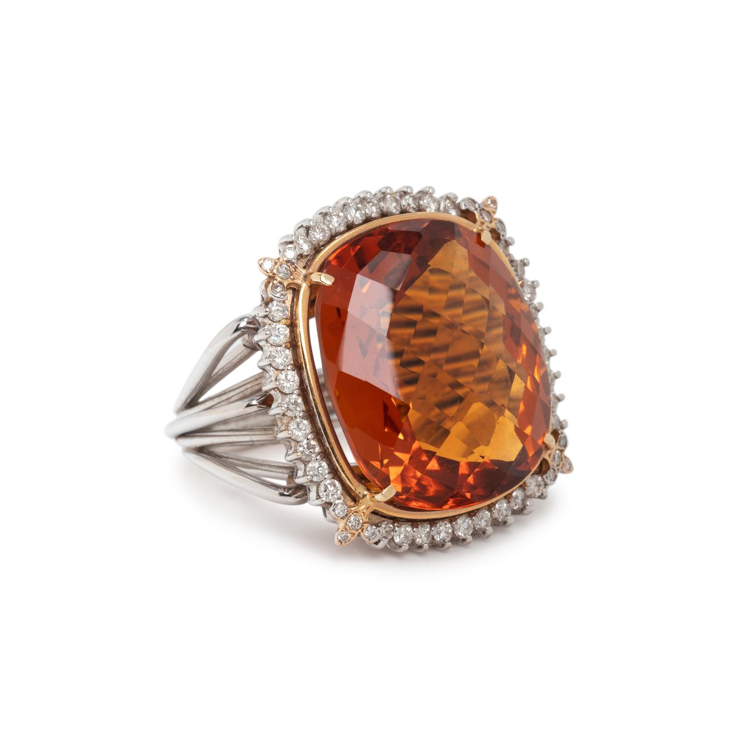 BICOLOR GOLD, CITRINE AND DIAMOND RING