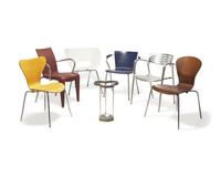Six Miniature Chairs and a Miniature Umbrella Stand