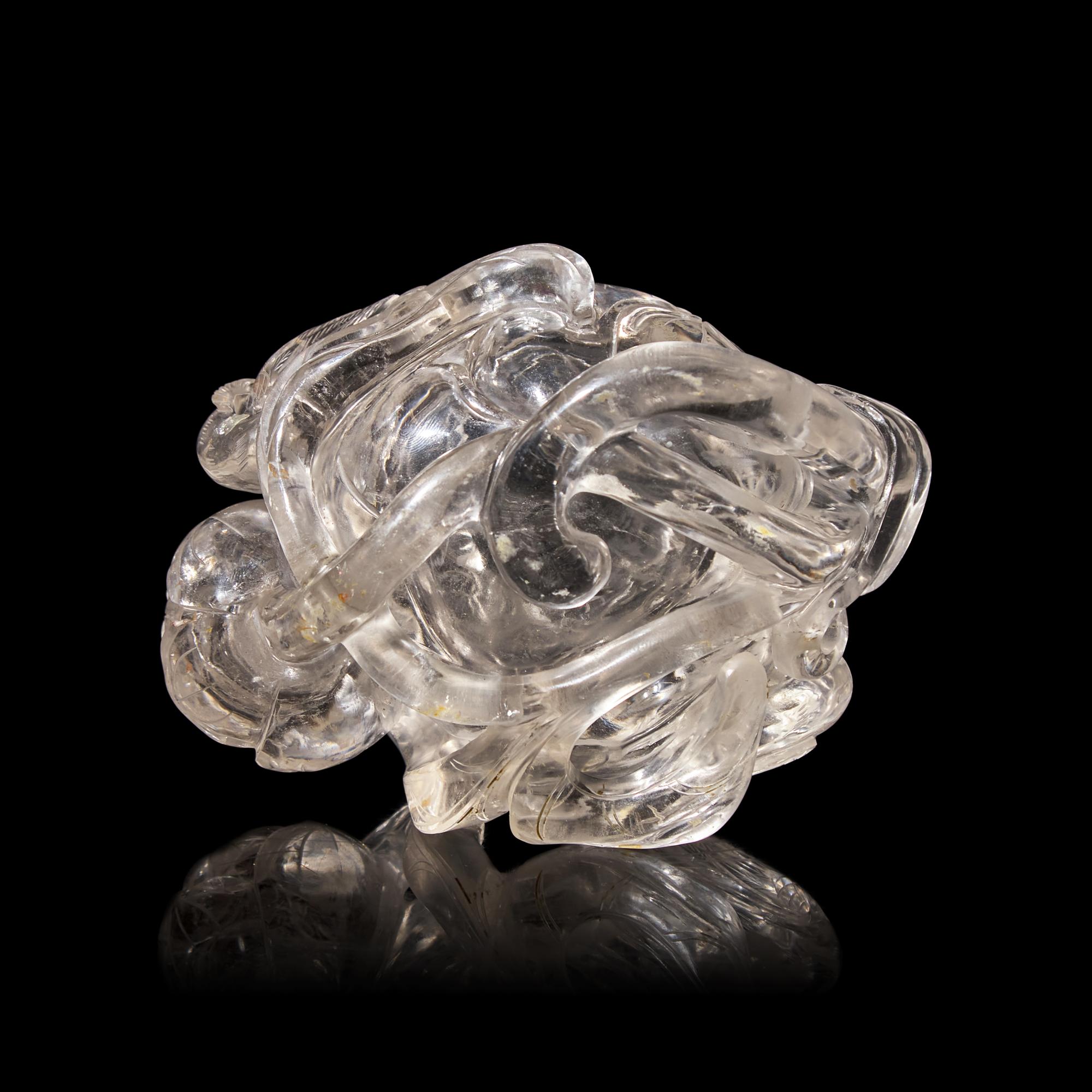 A Chinese Rock Crystal 'Lotus' Water Coupe, 19th Century 清晚期 水晶雕荷花水丞