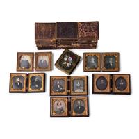 [Early Photography] Group of 19 Sixth Plate Daguerreotype Paired Portraits, All Couples