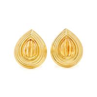 YELLOW GOLD AND CARVED CITRINE EAR CLIPS
