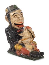 A J. & E. Stevens Paddy and Pig Cast Iron Bank