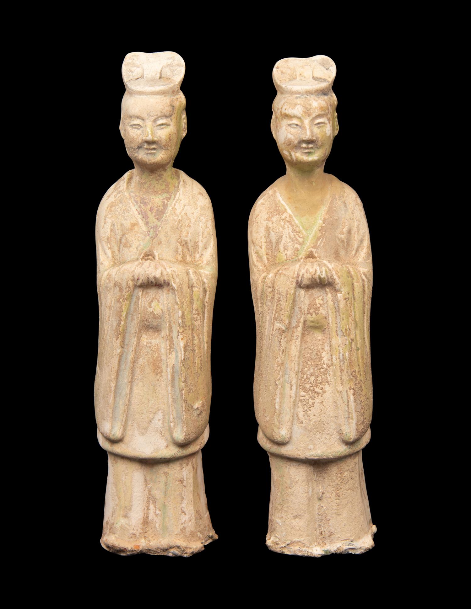 A Pair of Chinese Pottery Figures of Officials