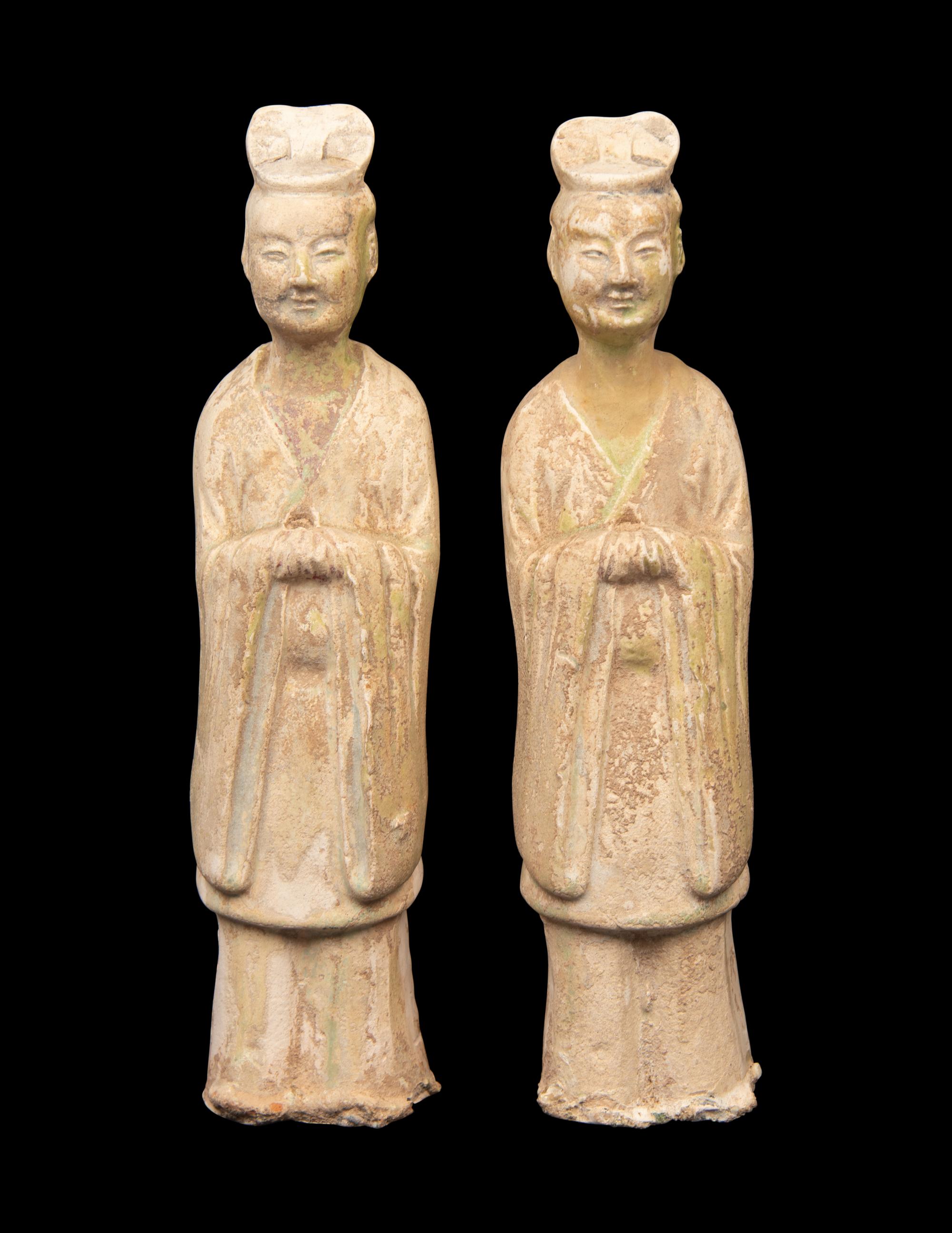 A Pair of Chinese Pottery Figures of Officials