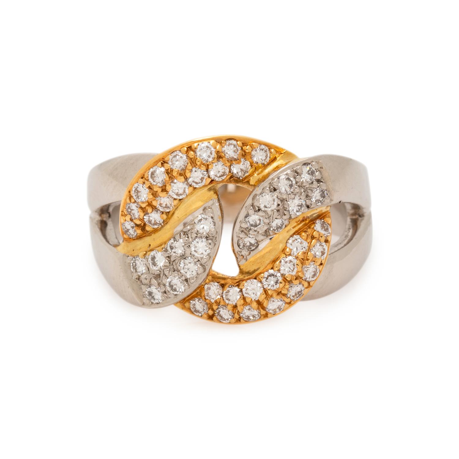 PLATINUM, YELLOW GOLD AND DIAMOND RING