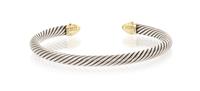 A Sterling Silver, 14 Karat Yellow Gold and Prasiolite Open Bangle, David Yurman, 17.50 dwts.