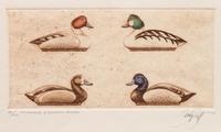 Six Framed Prints, in Four Frames: Green-Winged Teal, Artist's Proof; Goldeneye & Bluebill Decoys, edition 34/100; Black Duck, edition 28/100; together in one frame: Redhead , edition 17/100; Bluebill , edition 10/100; Pintail , Artist's Proof