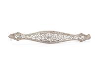 An Antique 14 Karat White Gold Bar Brooch, Krementz,