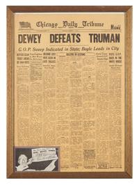 [Presidential] Truman, Harry. " Dewey Defeats Truman" issue of the Chicago Daily Tribune and Inscribed Photograph