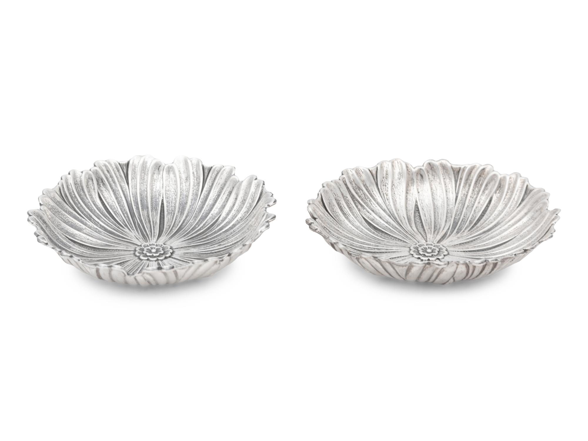 A Pair of Buccellati Silver Lotus Flower Dishes