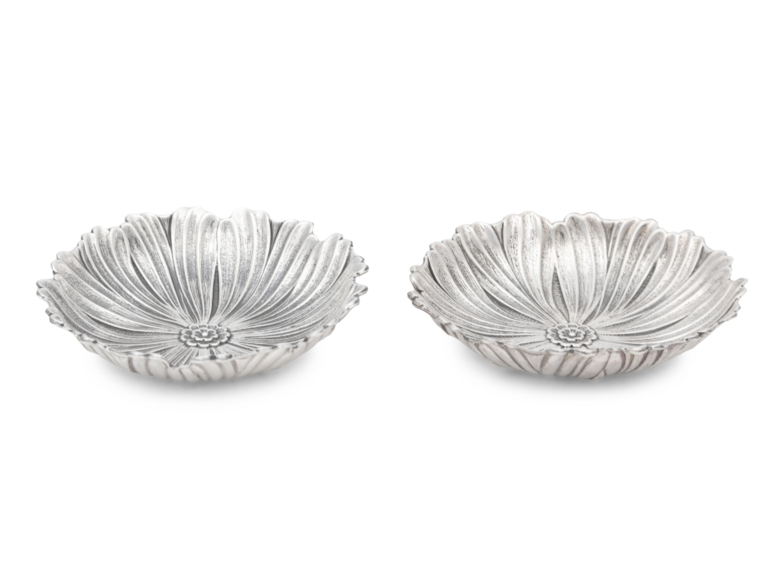 A Pair of Buccellati Silver Lotus Flower Dishes