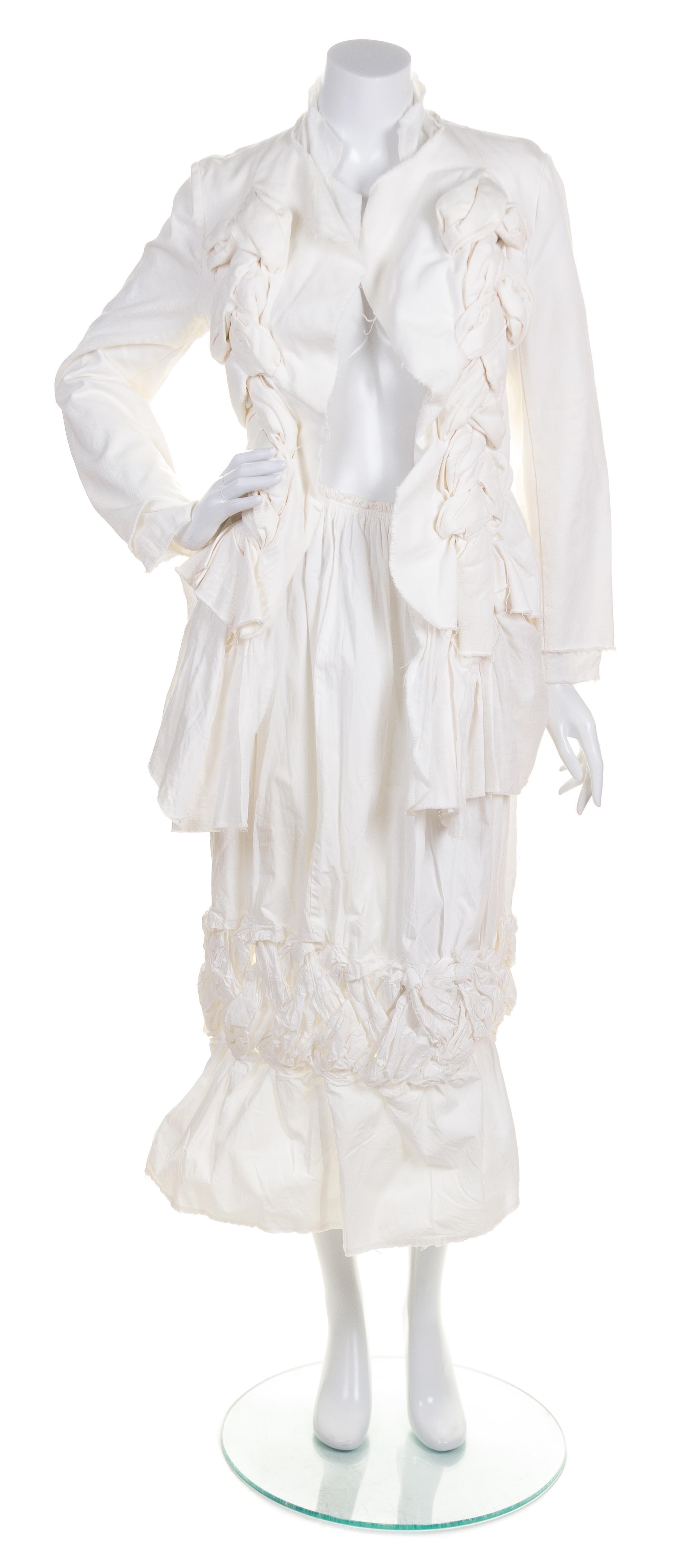 A Comme des Garcons White Cotton Skirt Ensemble, Size M.