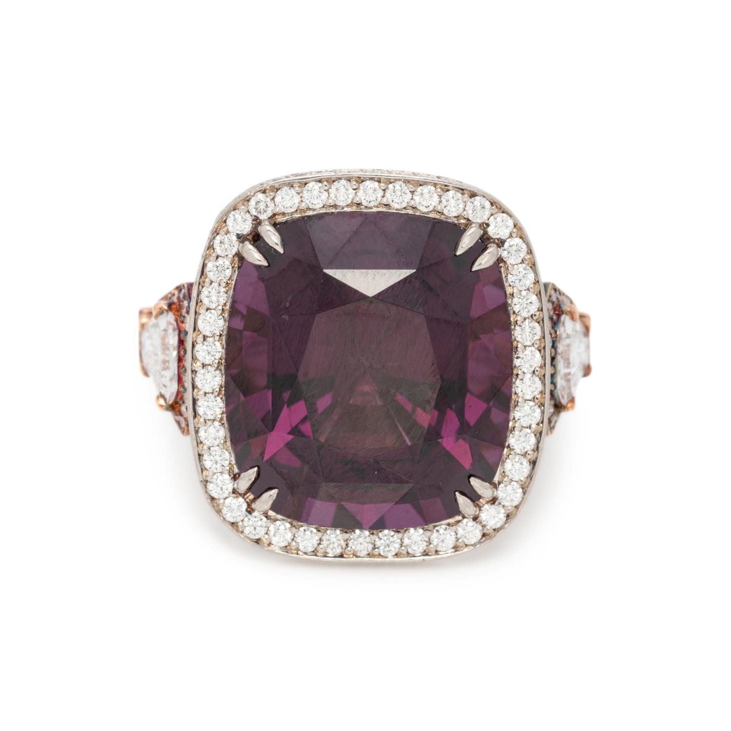 SPINEL AND DIAMOND RING
