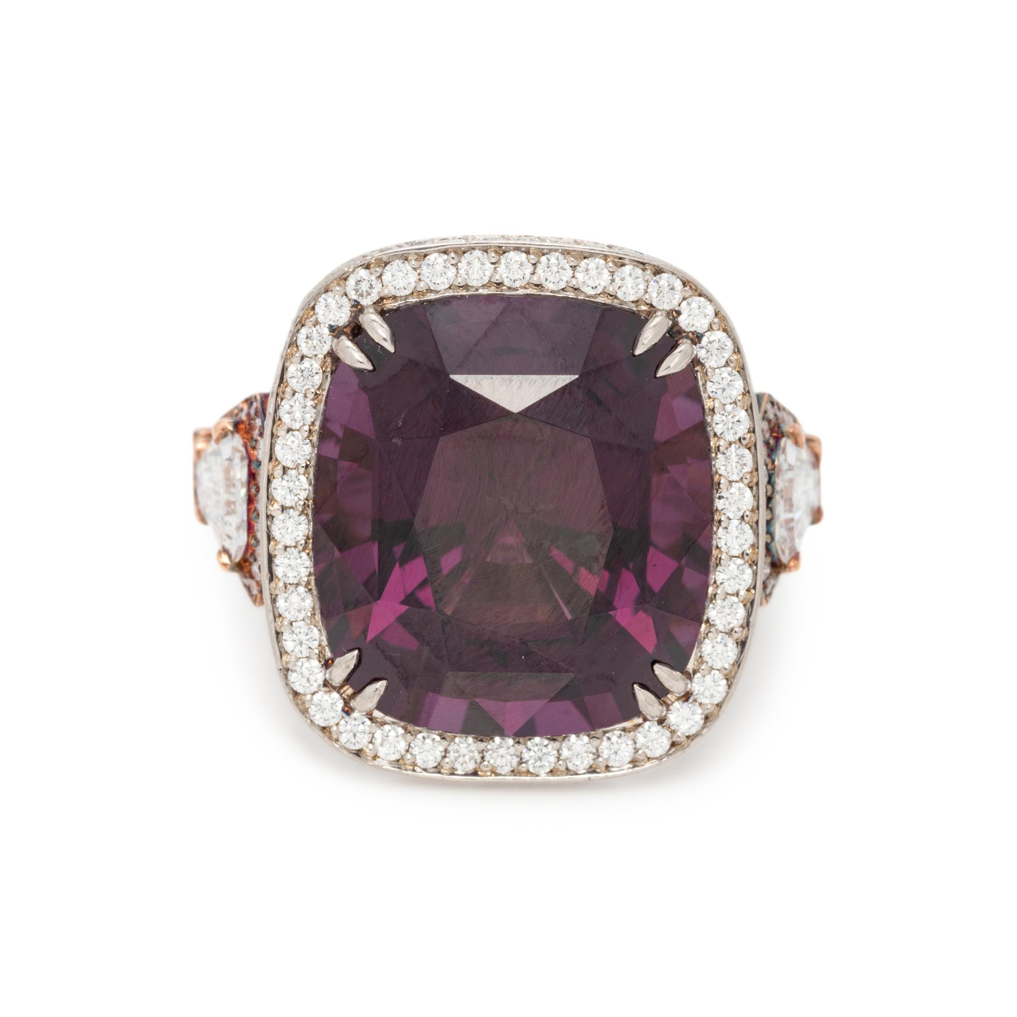 SPINEL AND DIAMOND RING