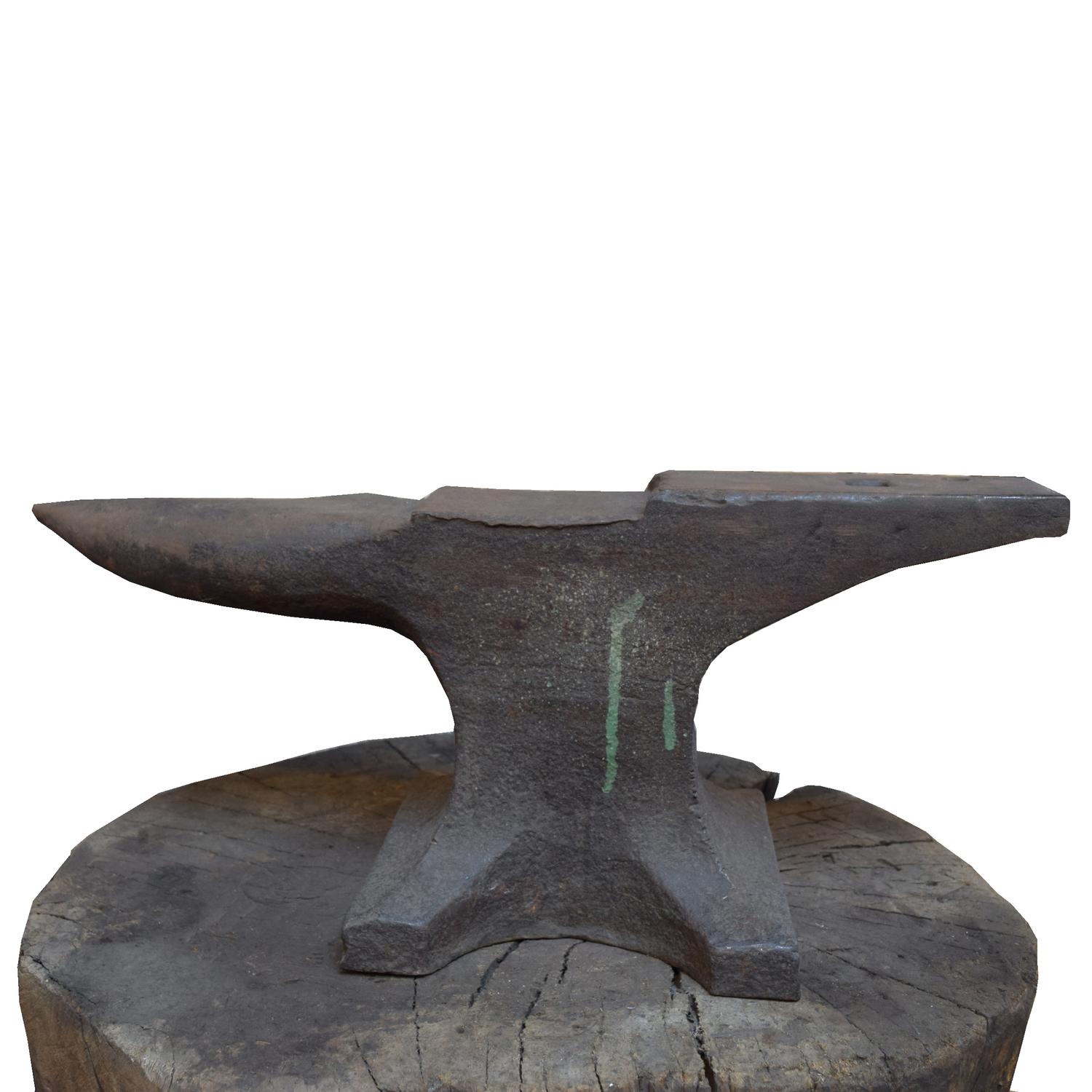 An Industrial Anvil on a Wood Base 26.5" W x 22" D x 33.5" H — United States, 19th Century