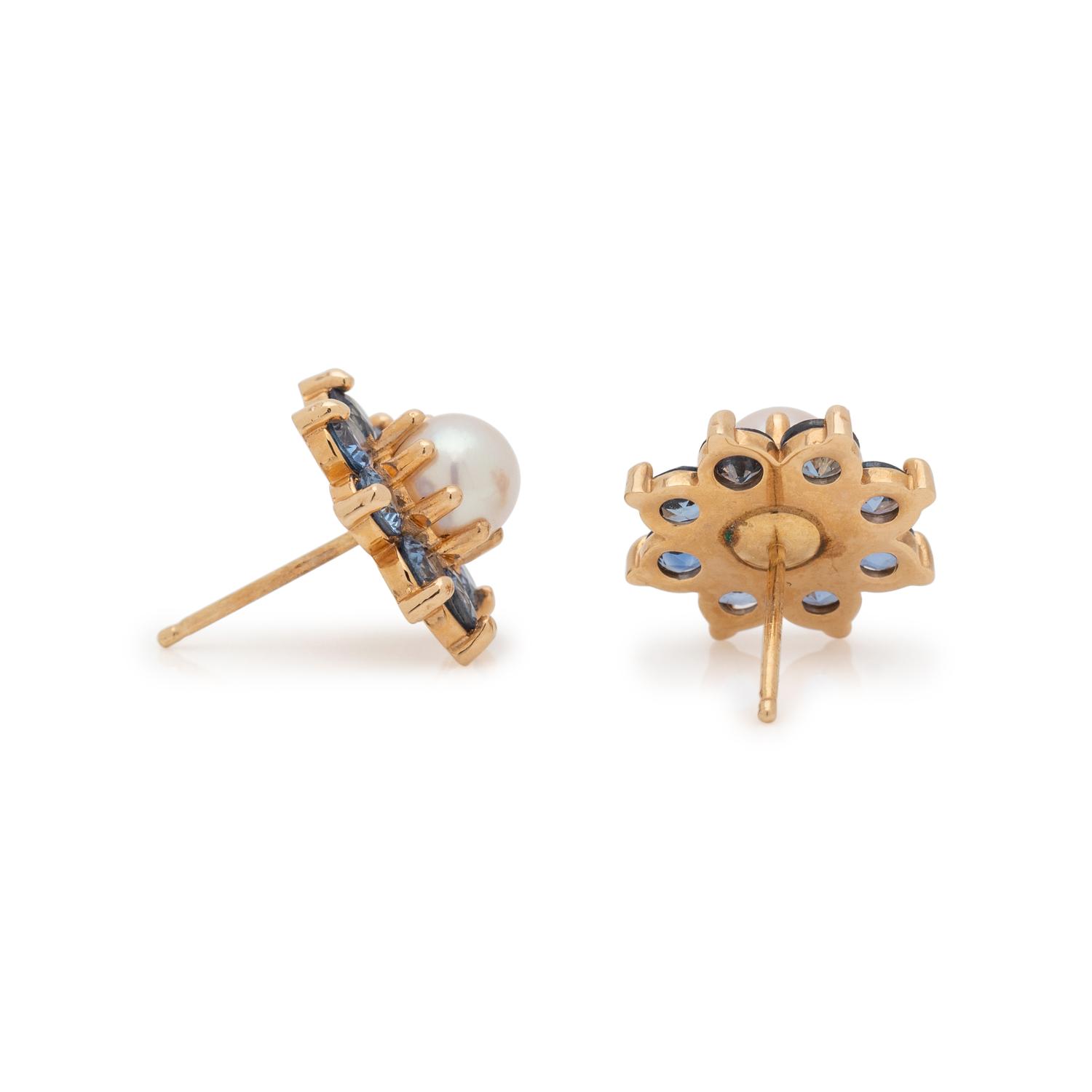 CULTURED PEARL AND SAPPHIRE EARRINGS