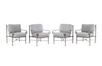 A Set of Four Custom Gray-Painted Patio Armchairs