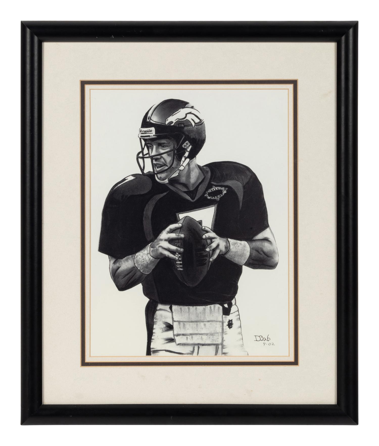 A Group of Nine Artworks of Various Football Players Formerly Displayed at Mike Ditka’s Restaurant