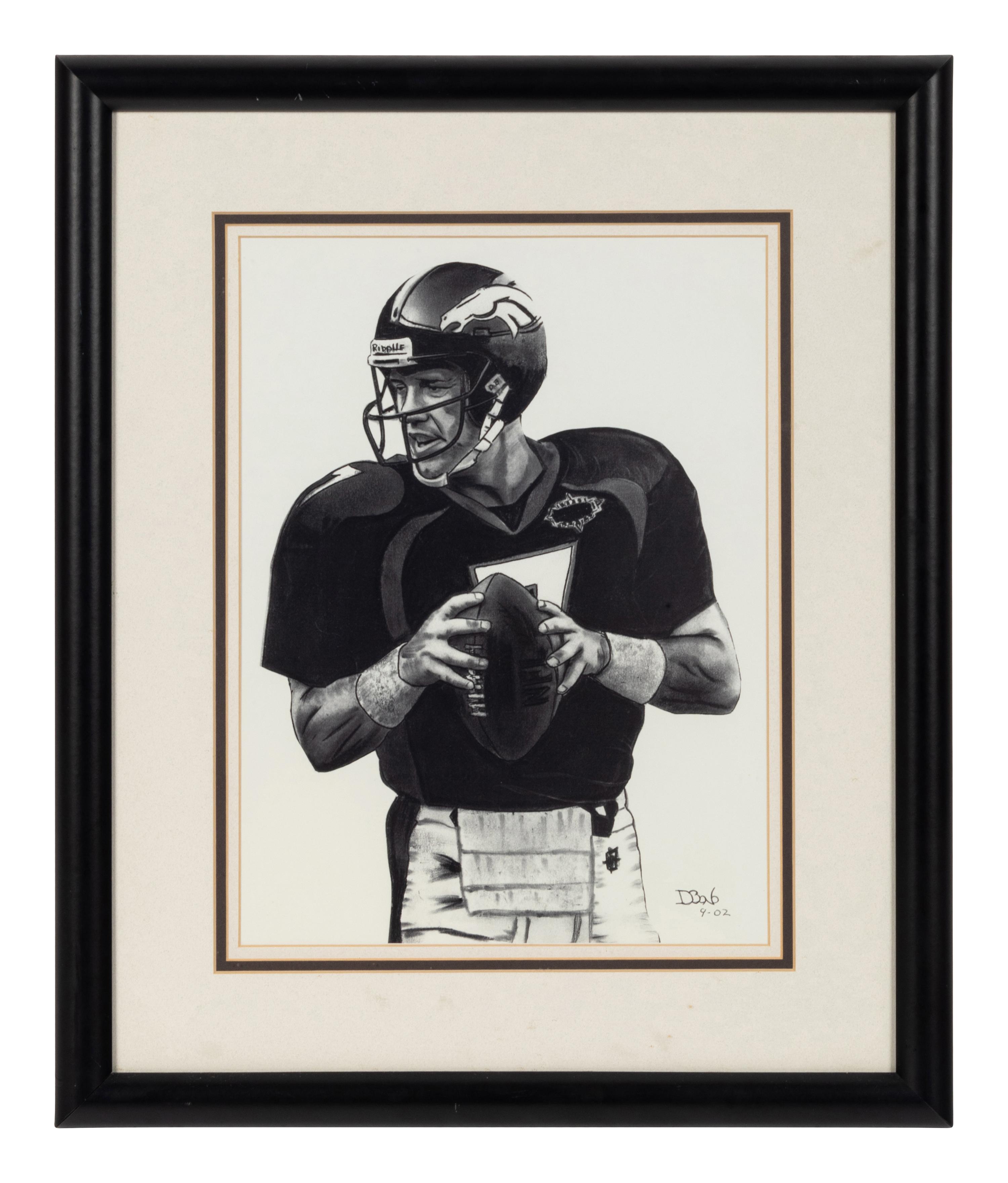 A Group of Nine Artworks of Various Football Players Formerly Displayed at Mike Ditka’s Restaurant