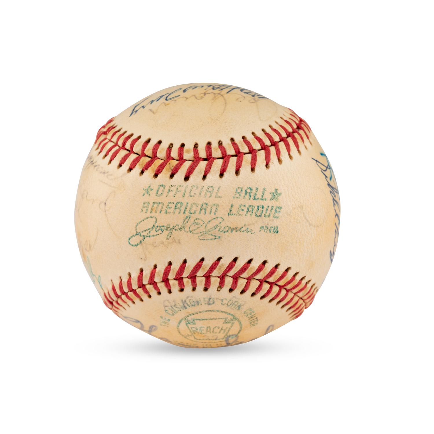 A 1972 Hall of Fame Weekend Multi Signed Autograph Baseball Featuring Hank Greenberg, Satchel Paige and Casey Stengel (JSA Letter of Authenticity),