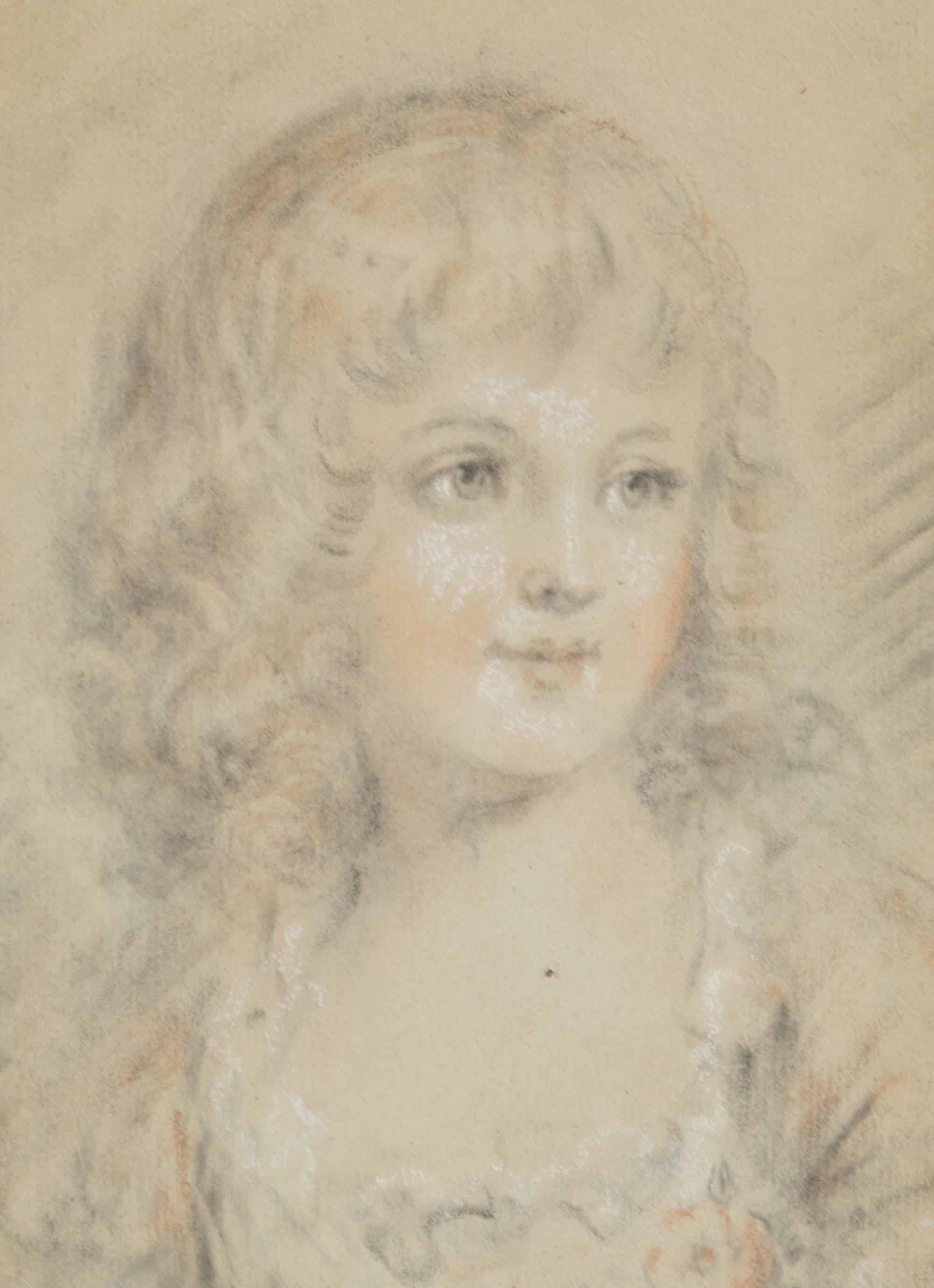 A Pair of French Pastel Portraits of a Young Girl and Young Boy