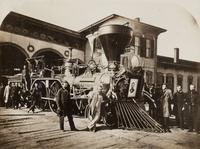 [LINCOLN'S FUNERAL]. A photograph of the "Nashville" locomotive that conveyed President Lincoln's body, ca. 24 April 1865. Printed ca late 19th-early 20th century.
